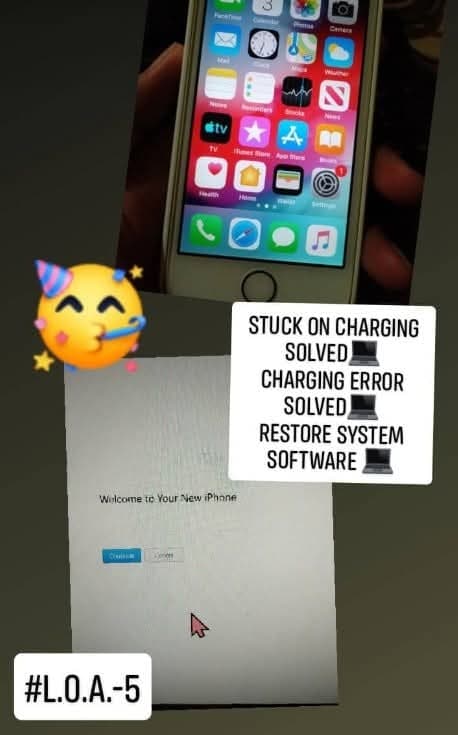 Work-log post: a phone restored after charging faults, with its system software reinstalled.