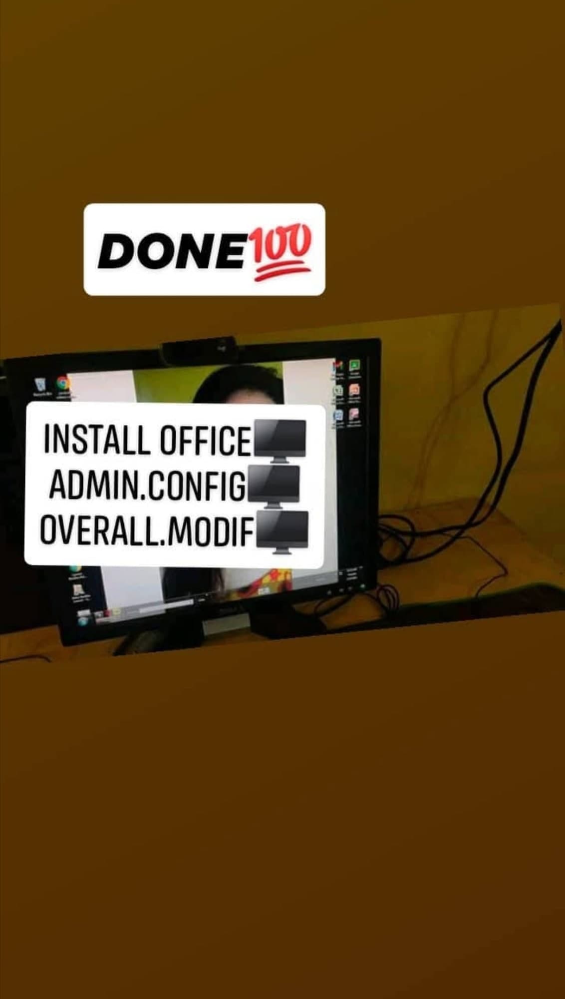 Work-log post: Office installed, administrator settings and overall configuration completed.